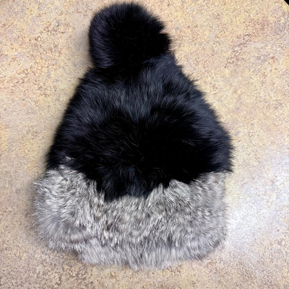 Marcus Adler rabbit fox fur pompom beanie hat main image 4